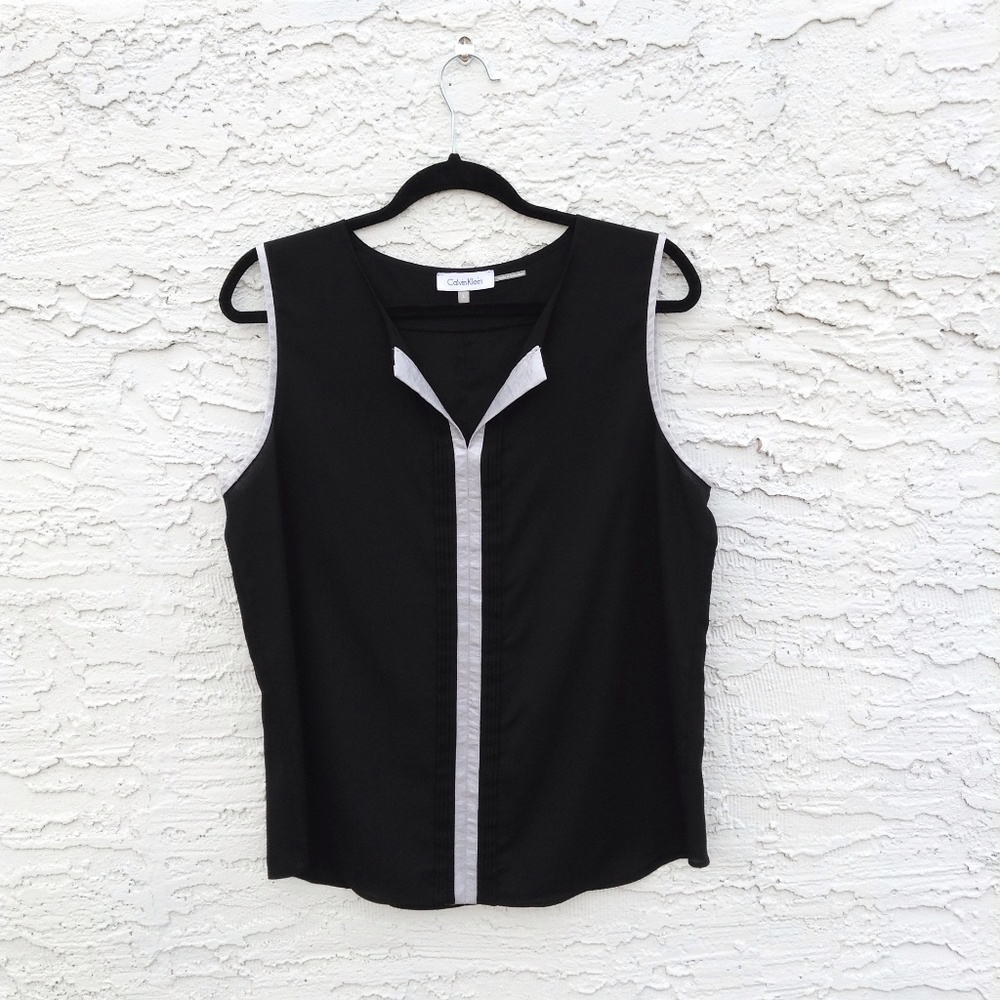 Calvin Klein | XL | Black & Silver Tuxedo Top NWOT